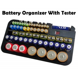 Battery Storage Organizer Box With Battery Tester