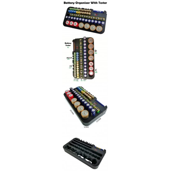 Battery Storage Organizer Box With Battery Tester