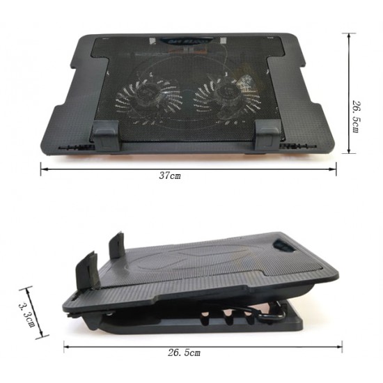 Laptop Adjustable Height Cooling Pad [2 Fans] 