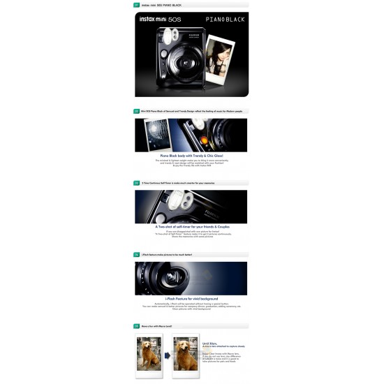 Fujifilm Instax Mini 50S Piano Camera (Black) + Mystery Gift Fujifilm Instax Mini 50S Piano Camera (Black) + Mystery Gift