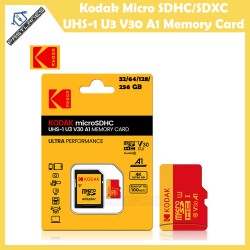 Kodak Micro SDHC SDXC UHS-1 U3 V30 A1 Memory Card 32GB / 64GB / 128GB / 256GB With SD Card Adapter