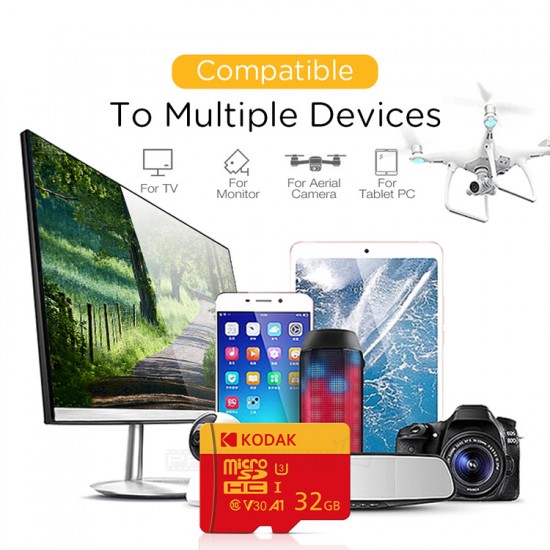 Kodak Micro SDHC SDXC UHS-1 U3 V30 A1 Memory Card 32GB / 64GB / 128GB / 256GB With SD Card Adapter