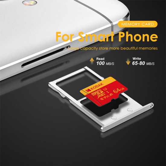 Kodak Micro SDHC SDXC UHS-1 U3 V30 A1 Memory Card 32GB / 64GB / 128GB / 256GB With SD Card Adapter